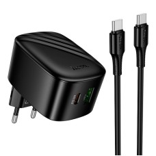 Мережевий зарядний пристрій HOCO CS102A folding charger Type-C cable 30W Black