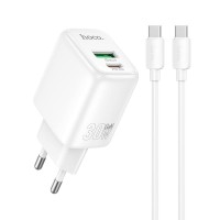 Мережевий зарядний пристрій HOCO N88 Seguro charger Type-C cable 30W White