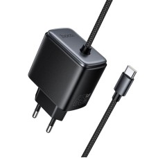 Мережевий зарядний пристрій HOCO C166A Surpass harger with built-in Type-C cable 65W Black