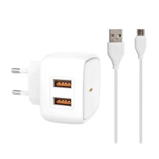 Мережевий зарядний пристрій XO L61 charger Micro cable 12W White