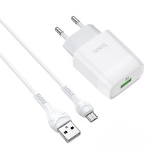 Мережевий зарядний пристрій HOCO C72Q Glorious single port charger Micro USB cable 18W White