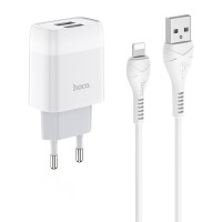 Мережевий зарядний пристрій HOCO C73A Glorious Lightning cable 12W White