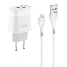 Мережевий зарядний пристрій HOCO C73A Glorious Lightning cable 12W White