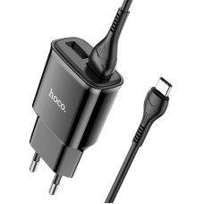 Мережевий зарядний пристрій HOCO C88A Star round dual port charger Type-C cable 12W Black