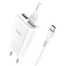 Мережевий зарядний пристрій HOCO C88A Star round dual port charger Type-C cable 12W White