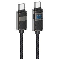 Кабель HOCO U137 Line charging data cable with display Type-C to Type-C 60W 3A 1.2m Black