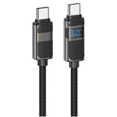 Кабель HOCO U137 Line charging data cable with display Type-C to Type-C 60W 3A 1.2m Black