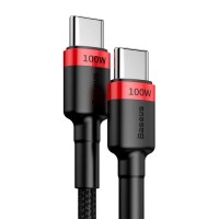 Кабель Baseus Cafule flash Charging Data Cable Type-C to Type-C PD2.0 5A 100W 2m Black-Red CATKLF-AL91