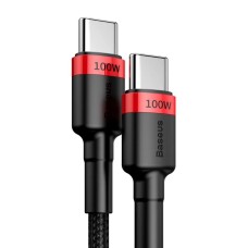 Кабель Baseus Cafule flash Charging Data Cable Type-C to Type-C PD2.0 5A 100W 2m Black-Red CATKLF-AL91
