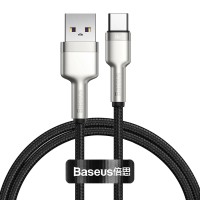 Кабель Baseus Cafule Series Metal  Charging Data Cable USB to Type-C 66W 6A 1m Black CAKF000101