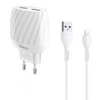 Мережевий зарядний пристрій HOCO C78A Max energy Lightning cable 12W White