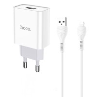 Мережевий зарядний пристрій HOCO C81A Asombroso Lightning cable 10.5 White