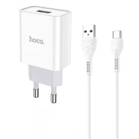 Мережевий зарядний пристрій HOCO C81A Asombroso Type-C cable 10.5 White
