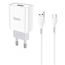 Мережевий зарядний пристрій HOCO C81A Asombroso Type-C cable 10.5 White