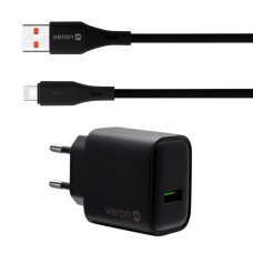 Мережевий зарядний пристрій Veron VR-C15Q Fast Charger Lightning cable 18W Black