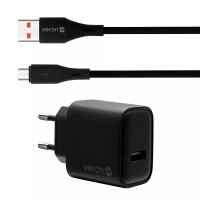Мережевий зарядний пристрій Veron VR-C15Q Fast Charger Micro cable 18W Black