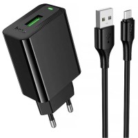 Мережевий зарядний пристрій Hoco CS92A Leader single port charger Micro USB cable 18W Black