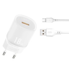 Мережевий зарядний пристрій XO L157 Fast Charger Micro cable 18W White