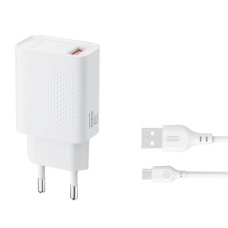 Мережевий зарядний пристрій XO L159 Fast Charger Micro cable 18W White