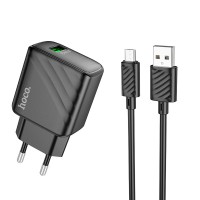 Мережевий зарядний пристрій Hoco CS21A Rich single port charger Micro USB cable 18W Black