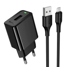 Мережевий зарядний пристрій Hoco CS91A Leader single port charger Micro USB cable 10.5W Black