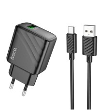 Мережевий зарядний пристрій Hoco CS21A Rich single port charger Type-C cable 18W Black