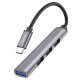 USB-Хаб HOCO HB26 Multifunction Adapter 4в1 Type-C to USB3.0+3xUSB 2.0 Metal grey