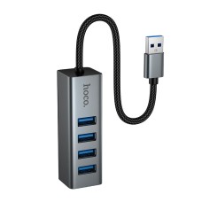 USB-Хаб Hoco HB1B Multifunction Adapter 4в1 converter USB to 4xUSB 3.0 Grey