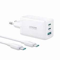 Мережевий зарядний пристрій JoyRoom JR-TG10 GaN Three-Port Type-C cable 65W White