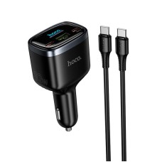 Автомобільний зарядний пристрій HOCO Z70 Speed car charger with TFT display Type-C Cable 93W Black