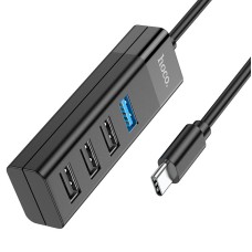 USB-Хаб HOCO HB25 Easy mix converter 4в1 Type-C to USB 3.0+3xUSB 2.0 Black
