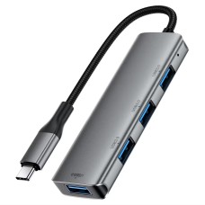 USB-Хаб ACEFAST J15 Multifunction Adapter 4в1 Type-C to 4xUSB 3.0 Grey