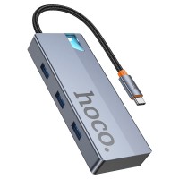 USB-Хаб HOCO HB50 Wow multi-function converter 5в1 HDMI+PD+3xUSB 3.0 Gtey