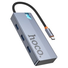 USB-Хаб HOCO HB50 Wow multi-function converter 5в1 HDMI+PD+3xUSB 3.0 Gtey