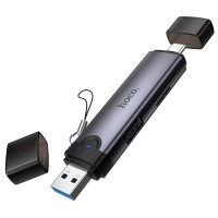 Кардрідер HOCO HB56 Victory 3в1 SD/TF/USB USB/Type-C 3.0 card reader Grey