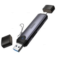 Кардрідер HOCO HB56A Victory 3в1 SD/TF/USB Lightning/USB 3.0 card reader Grey