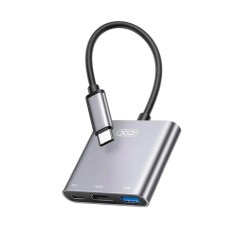 USB-Хаб XO HUB011 Multifunctional converter 3в1 HDMI+PD+USB 3.0+PD Tarnish black