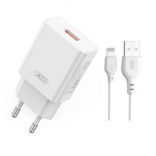 Мережевий зарядний пристрій XO L127 Fast Charging Charger Lightning cable 18W White