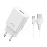 Мережевий зарядний пристрій XO L127 Fast Charging Charger Micro cable 18W White