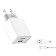 Мережевий зарядний пристрій XO L65 Dual Charger Type-C cable 12W White