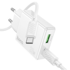 Мережевий зарядний пристрій Hoco C142A Direct charger Type-C cable 20W White