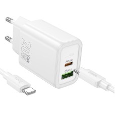 Мережевий зарядний пристрій Hoco N61 Gentle charger Type-C cable 20W White