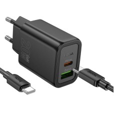 Мережевий зарядний пристрій Hoco N61 Gentle charger Type-C cable 20W Black