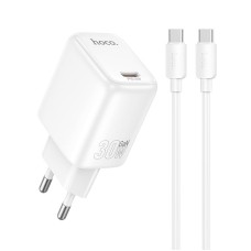 Мережевий зарядний пристрій HOCO N87 Seguro single port Type-C cable 30W White