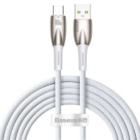 Кабель Baseus Glimmer Series Fast Charging Data Cable USB to Type-C 100W 6A 1m White CADH000402