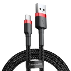 Кабель Baseus Cafule USB to Type-C 60W 3A 1m Black-red CATKLF-B91