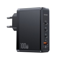 Мережевий зарядний пристрій USAMS T50 US-CC163 4 Ports GaN Fast Charger 100W Black