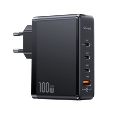 Мережевий зарядний пристрій USAMS T50 US-CC163 4 Ports GaN Fast Charger 100W Black