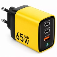 Мережевий зарядний пристрій Veron TC-65 GaN Digital display 65W Yellow