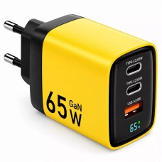 Мережевий зарядний пристрій Veron TC-65 GaN Digital display 65W Yellow